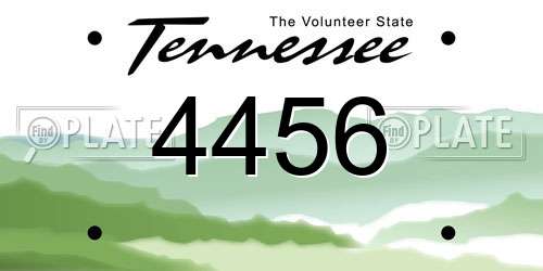 4456 Tennessee License Plate