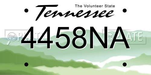 4458NA Tennessee License Plate