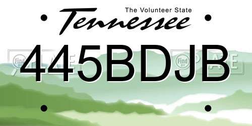 445BDJB Tennessee License Plate