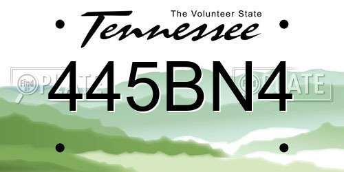 445BN4 Tennessee License Plate