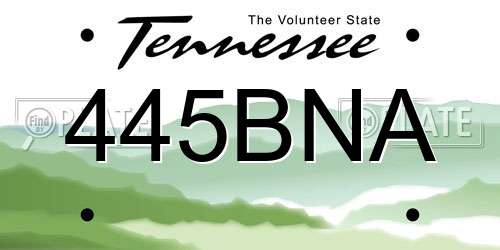445BNA Tennessee License Plate