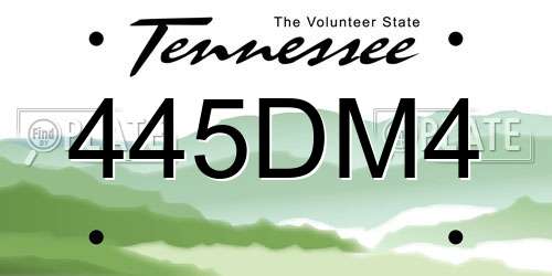 445DM4 Tennessee License Plate