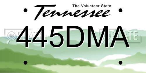 445DMA Tennessee License Plate
