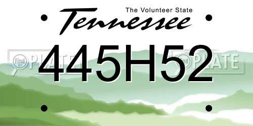 445H52 Tennessee License Plate