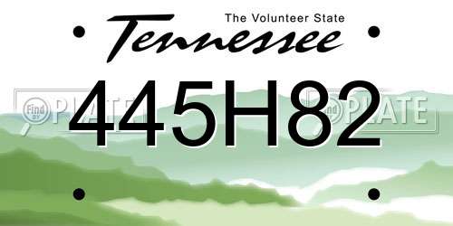 445H82 Tennessee License Plate