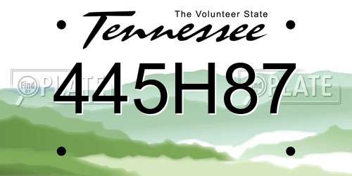 445H87 Tennessee License Plate