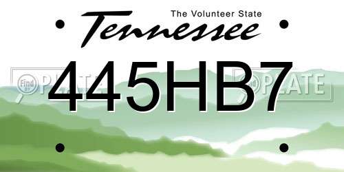 445HB7 Tennessee License Plate