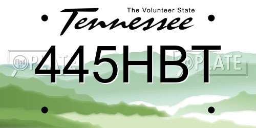 445HBT Tennessee License Plate