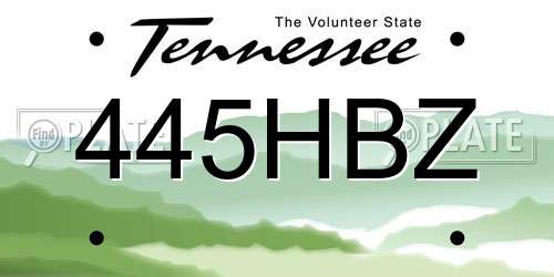 445HBZ Tennessee License Plate