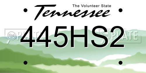 445HS2 Tennessee License Plate