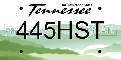 445HST Tennessee License Plate