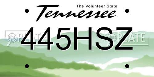 445HSZ Tennessee License Plate