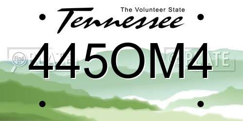 445OM4 Tennessee License Plate