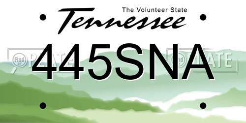 445SNA Tennessee License Plate