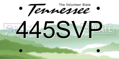 445SVP Tennessee License Plate