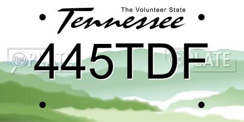 445TDF Tennessee License Plate