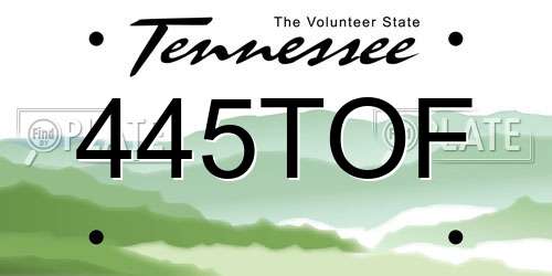 445TOF Tennessee License Plate
