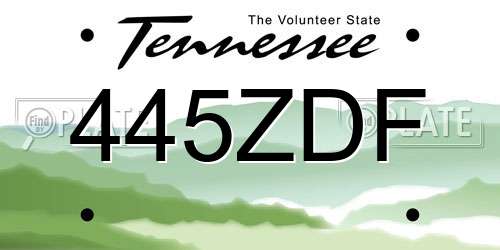 445ZDF Tennessee License Plate