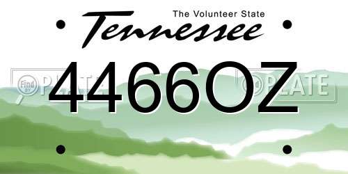 4466OZ Tennessee License Plate