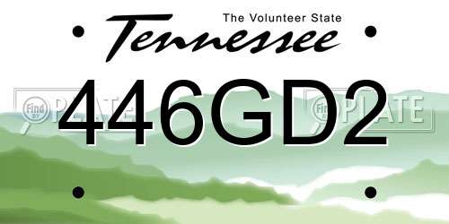 446GD2 Tennessee License Plate