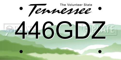 446GDZ Tennessee License Plate