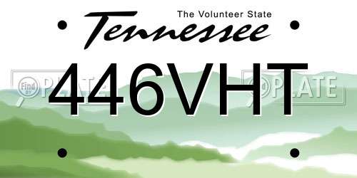 446VHT Tennessee License Plate