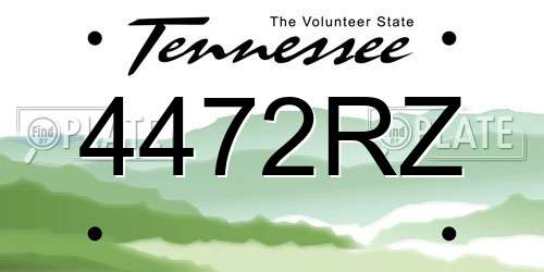 4472RZ Tennessee License Plate