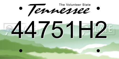 44751H2 Tennessee License Plate