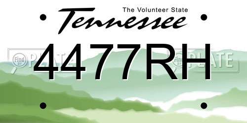 4477RH Tennessee License Plate