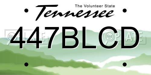 447BLCD Tennessee License Plate