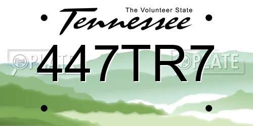 447TR7 Tennessee License Plate