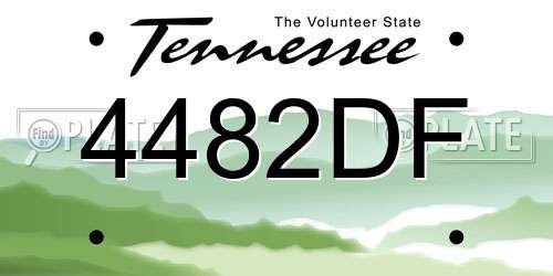4482DF Tennessee License Plate