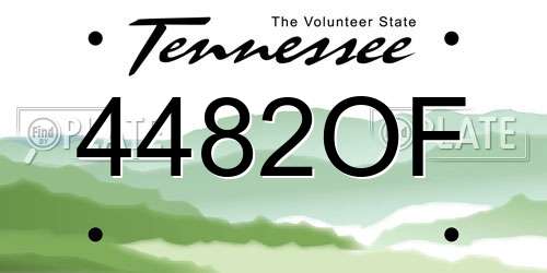 4482OF Tennessee License Plate