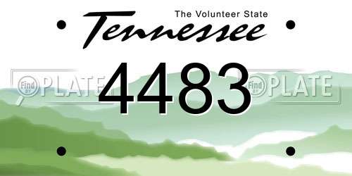 4483 Tennessee License Plate