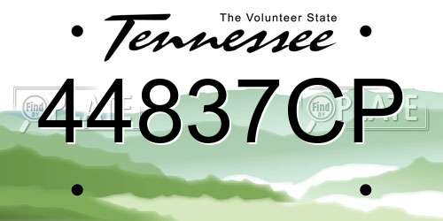 44837CP Tennessee License Plate