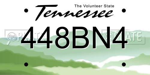 448BN4 Tennessee License Plate