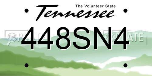 448SN4 Tennessee License Plate