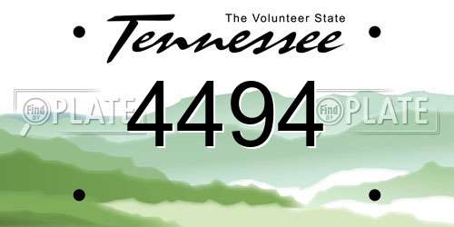 4494 Tennessee License Plate