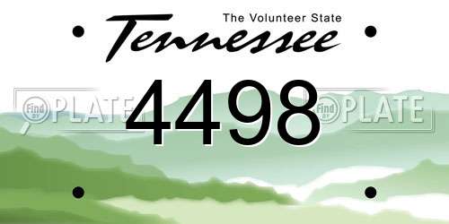 4498 Tennessee License Plate