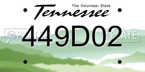 449D02 Tennessee License Plate