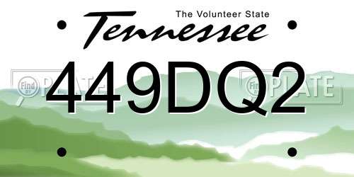 449DQ2 Tennessee License Plate