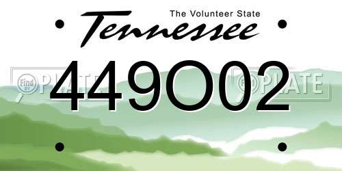 449O02 Tennessee License Plate