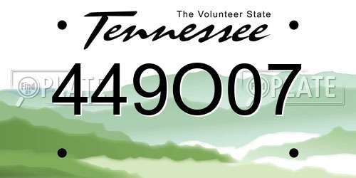 449O07 Tennessee License Plate