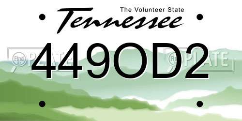 449OD2 Tennessee License Plate