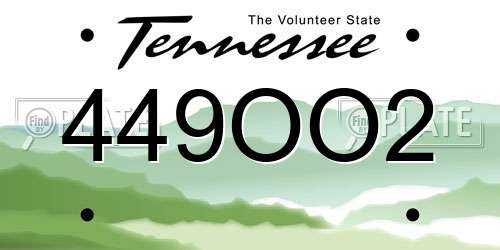 449OO2 Tennessee License Plate