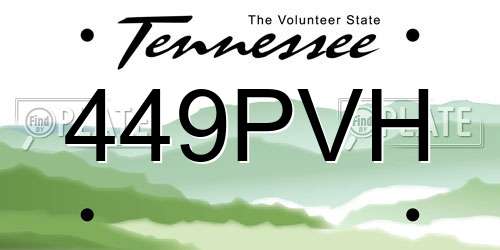449PVH Tennessee License Plate