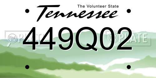 449Q02 Tennessee License Plate
