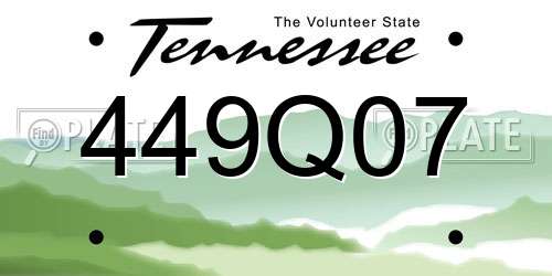 449Q07 Tennessee License Plate