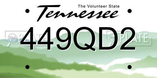 449QD2 Tennessee License Plate