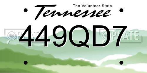 449QD7 Tennessee License Plate
